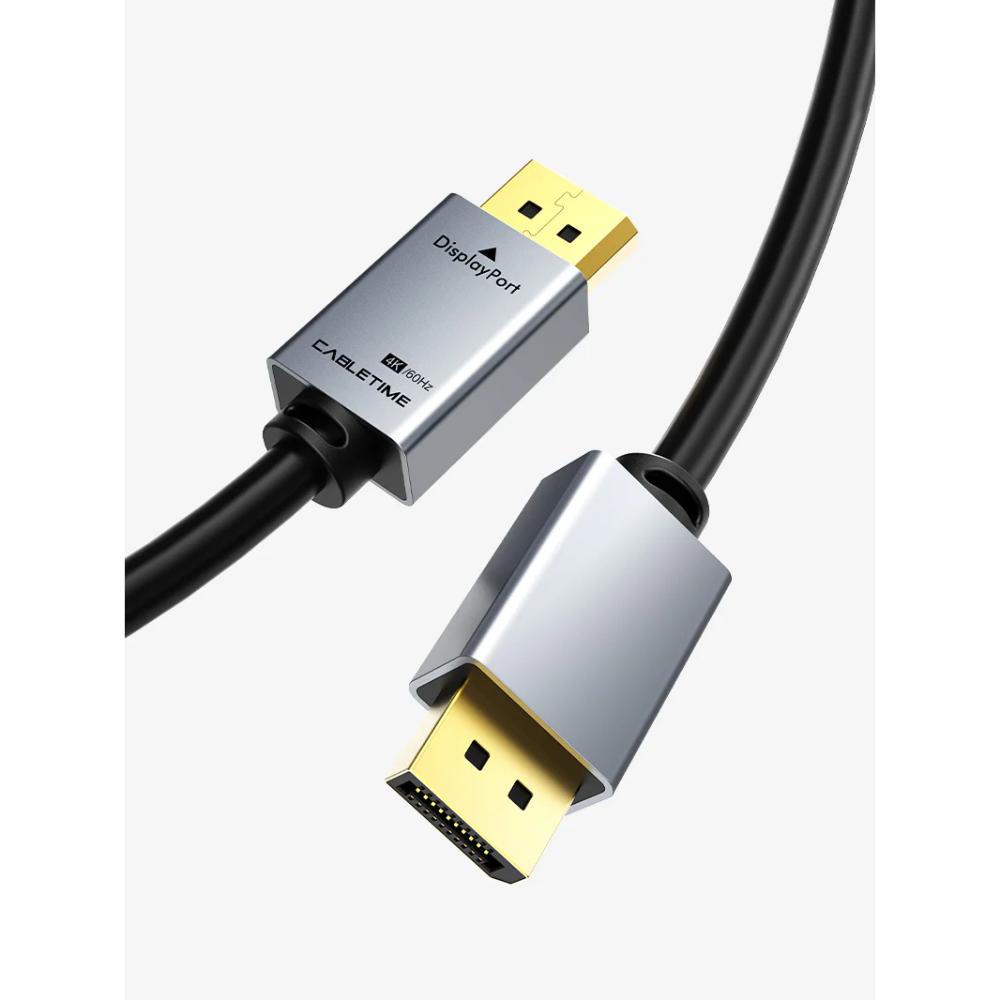 CABLETIME CD20H DisplayPort to DisplayPort 1.2 Cable | 4K 60Hz UHD, Gold-Plated Connectors, 1m Length