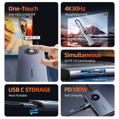 CABLETIME CB93G | 6-in-1 USB-C Multiport Travel Hub | 4K HDMI | 2× USB-A 3.0 5Gbps | SD/TF Reader 104Mbps | USB-C PD 100W | Aluminum + Braided Cable
