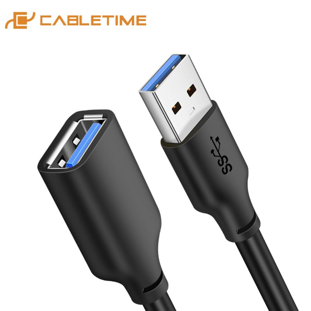 CABLETIME CA11L | USB 3.0 Male to Female Extension Cable | 5Gbps Data Transfer | 2M Length | Nickel-Plated Connectors