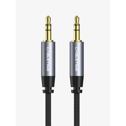 CABLETIME CF10K 3.5mm Male to Male Stereo Audio AUX Cable | Gold-Plated Connectors, Nylon Braided, 1.8m Length