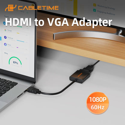 CABLETIME CP52B HDMI to VGA Adapter | 1080p Full HD | HDMI Male to VGA Female Converter