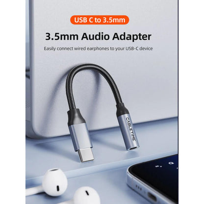 CABLETIME CPA6G USB-C to 3.5mm Audio Adapter | Hi-Fi DAC | Mic & Control Support | Durable Braided Design