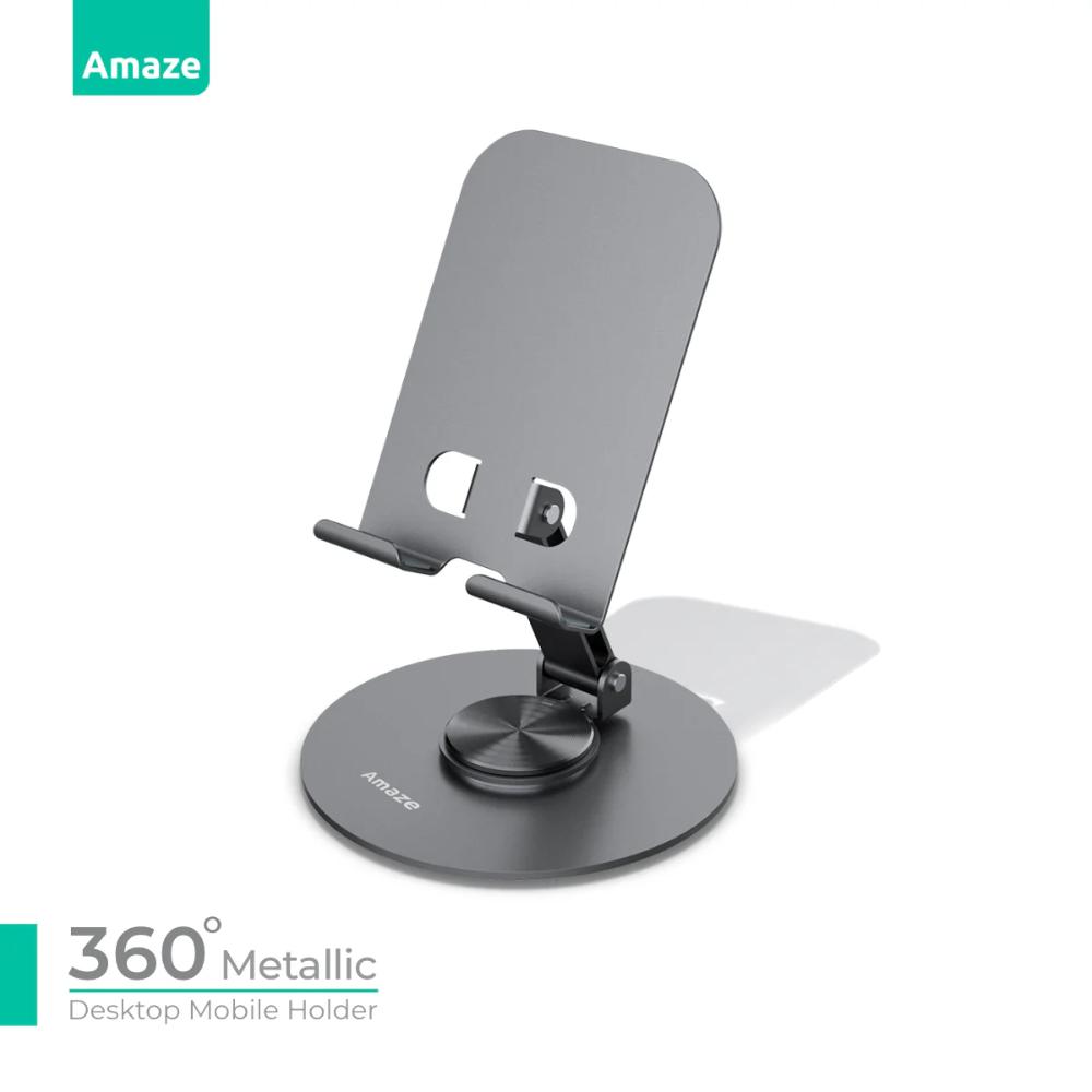 Amaze A560 360° Metallic Desktop Mobile Holder | Adjustable Rotation | Anti-Slip Base