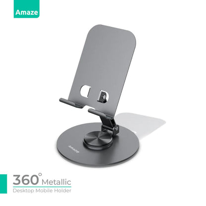 Amaze A560 360° Metallic Desktop Mobile Holder | Adjustable Rotation | Anti-Slip Base