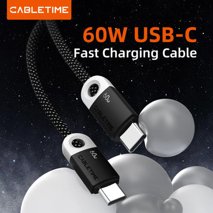 CABLETIME CUP4 USB-C to USB-C Fast Charge Cable | 1m / 2m | 60W Power Delivery | Braided Jacket & Smart Chip