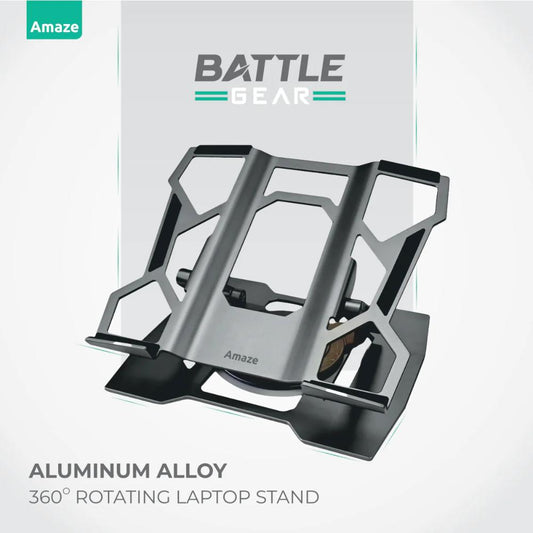 Amaze A540 Battle Gear Laptop Stand | 360° Rotational Base | Aluminum Alloy | Premium Silicone Grip | Ergonomic Elevation | Supports up to 17" Laptops