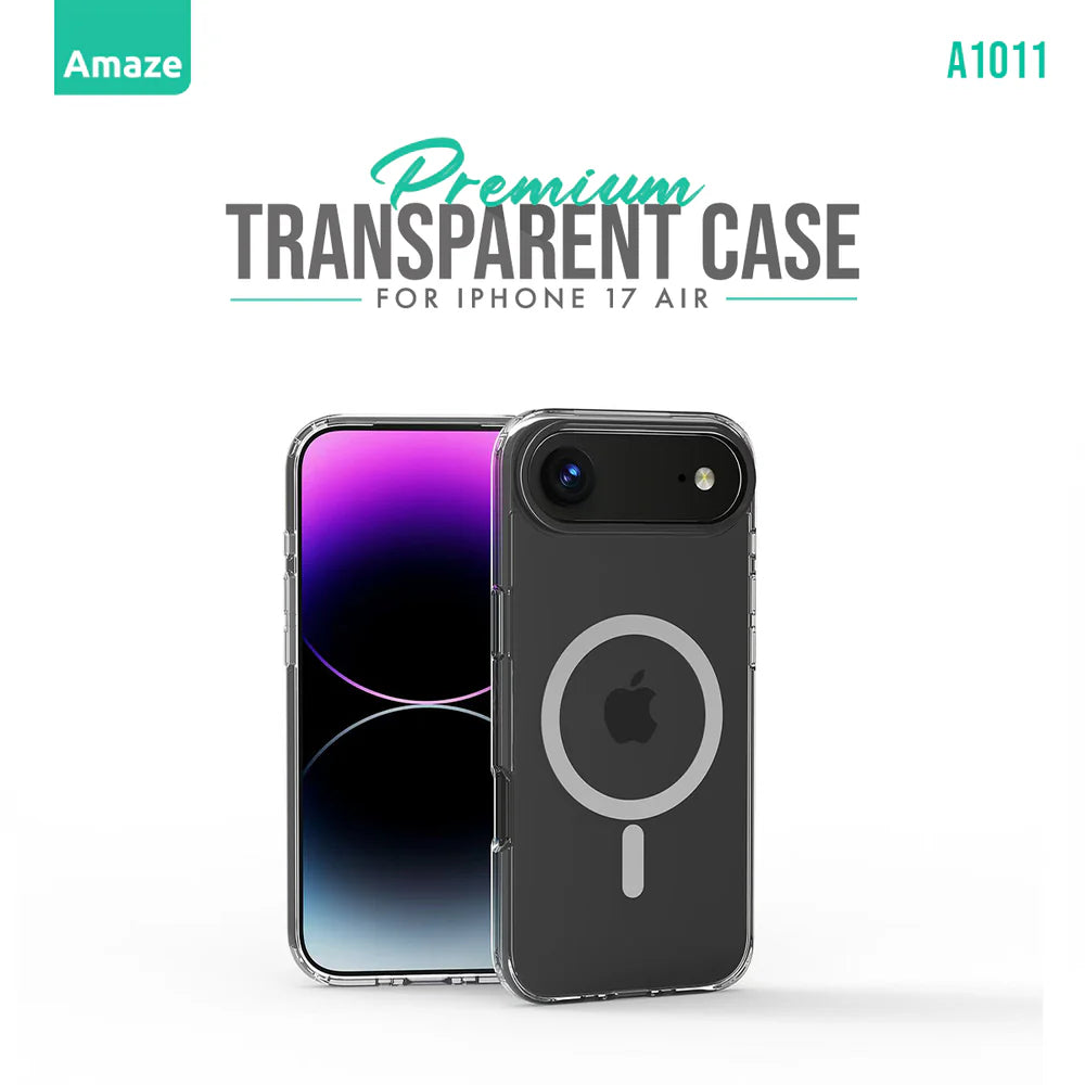 Amaze A1011 MagSafe Transparent Case | Premium Silicon Back Cover | MagSafe Ring | Shock Absorption | Anti-Yellowing | Slim Fit | For iPhone 17
