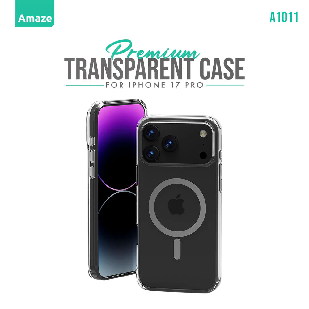 Amaze A1011 MagSafe Transparent Case | Premium Silicon Back Cover | MagSafe Ring | Shock Absorption | Anti-Yellowing | Slim Fit | For iPhone 17