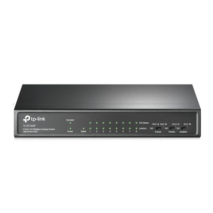 TP-Link TL-SF1009P 9-Port 10/100Mbps Desktop Switch with 8-Port PoE+ | Secure PoE Deployment with Extended Range and Traffic Control