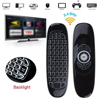 Speed-X C120 RGB | 2.4GHz Wireless Air Mouse with 7-Color Backlight & QWERTY Keyboard for Android & Smart TV