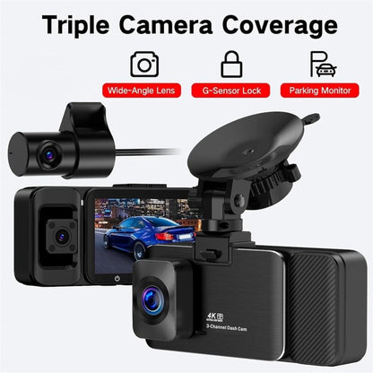 K02 Pro WiFi 4K Ultra HD 3-Channel Dash Cam | Front, Rear & Inside | 5G WiFi | GPS Compatibility | 3" IPS Display | G-Sensor | Parking Mode