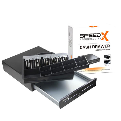 Speed-X SP-360D Heavy Duty Cash Drawer | 5 Bills / 8 Coins POS Cash Drawer with Metal Tray
