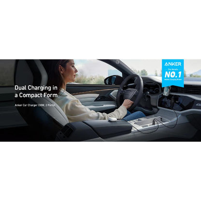 Anker USB-C Car Charger 30W 2-Port with PowerIQ 3.0 | A2741