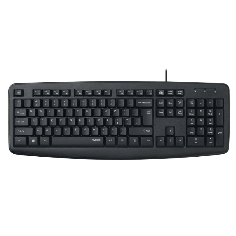 Rapoo NK2600 Black Wired USB Keyboard | Membrane Keys | Spill-Resistant