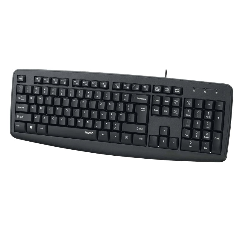 Rapoo NK2600 Black Wired USB Keyboard | Membrane Keys | Spill-Resistant