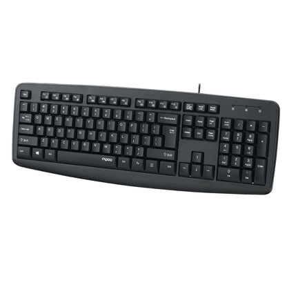 Rapoo NK2600 Black Wired USB Keyboard | Membrane Keys | Spill-Resistant