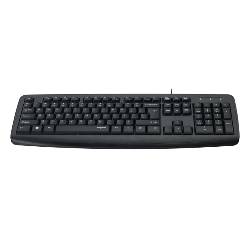 Rapoo NK2600 Black Wired USB Keyboard | Membrane Keys | Spill-Resistant