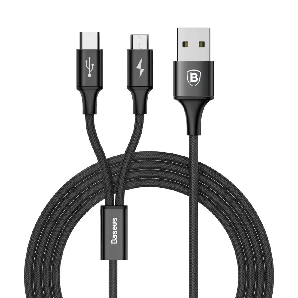 Baseus Rapid Series | 2-in-1 USB-A to Micro + Type-C Cable | 2A Chargi ...