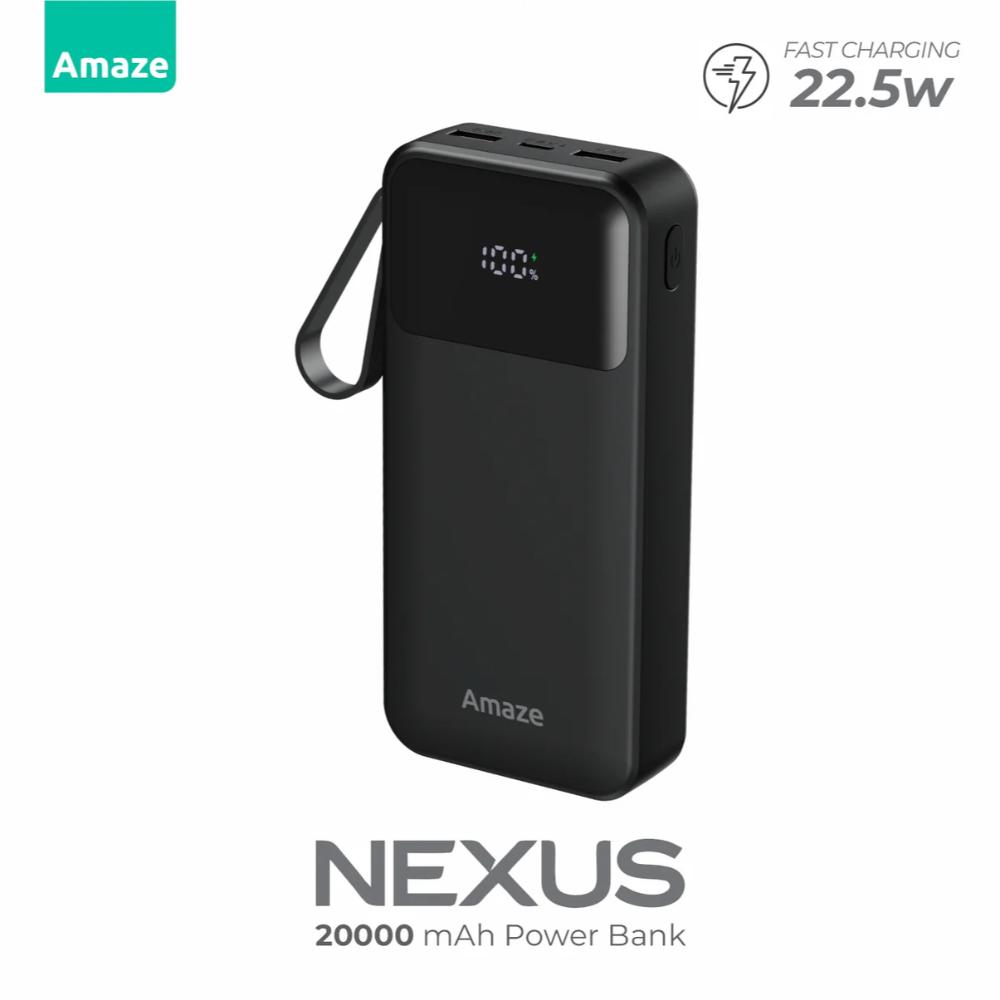 Amaze Nexus A232 | 20000mAh Power Bank (22.5W Fast Charging, LED Display, Dual Output, Type-C)