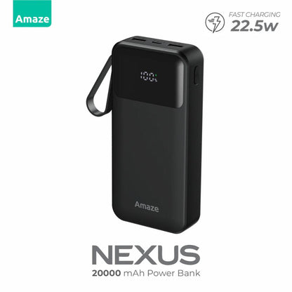 Amaze Nexus A232 | 20000mAh Power Bank (22.5W Fast Charging, LED Display, Dual Output, Type-C)