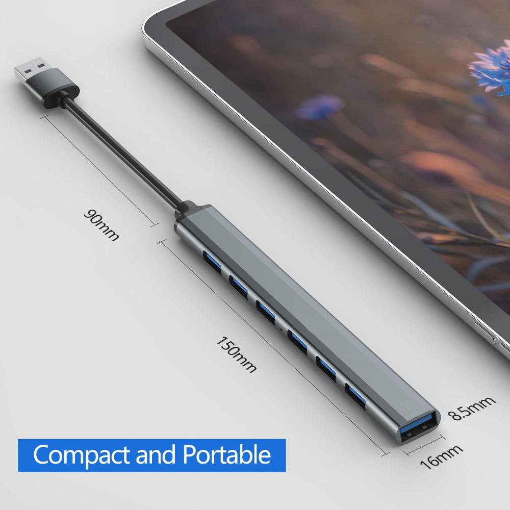 Speed-X SP-UH307AL | 7-Port USB 3.0 Ultra Slim Hub | Aluminum Alloy | Portable High-Speed Hub