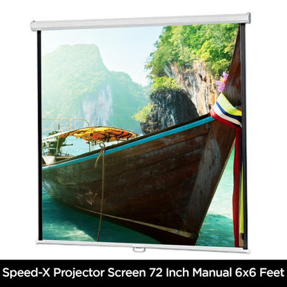 Speed-X Projector Screen 72-Inch | Manual Pull-Down | 6×6 Feet | 1:1 Aspect Ratio | Matte White