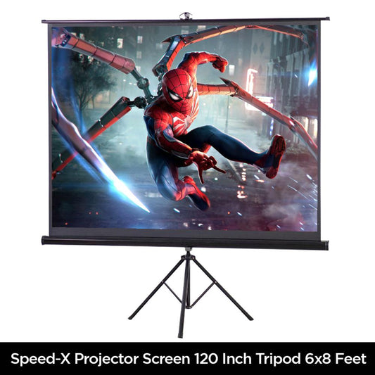 Speed-X Projector Screen 120-Inch | Tripod Portable | 6×8 Feet | 4:3 Aspect Ratio