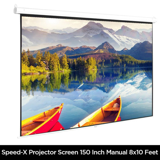Speed-X Projector Screen 150-Inch | Manual Pull-Down | 8×10 Feet | 4:3 Aspect Ratio | Matte White