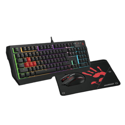 Bloody B1700 Gaming Desktop Combo | B140N Keyboard + ES7 Mouse + BP-50M Mousepad, RGB, USB, Black, US Layout