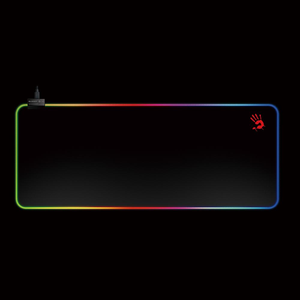 Bloody MP-75N RGB Gaming Mouse Pad | 750 × 300 × 4mm | RGB Fiber-Optic Border | 10 Lighting Effects | Non-Slip Rubber Base | Detachable Micro-USB