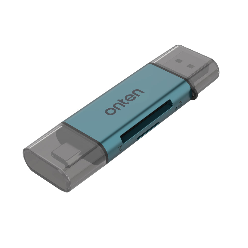 Onten | USB 2-in-1 SD2.0 / TF2.0 Card Reader | USB-A Interface | Plug & Play | Compact Design | For SD / MicroSD Cards | For Windows, macOS, Linux