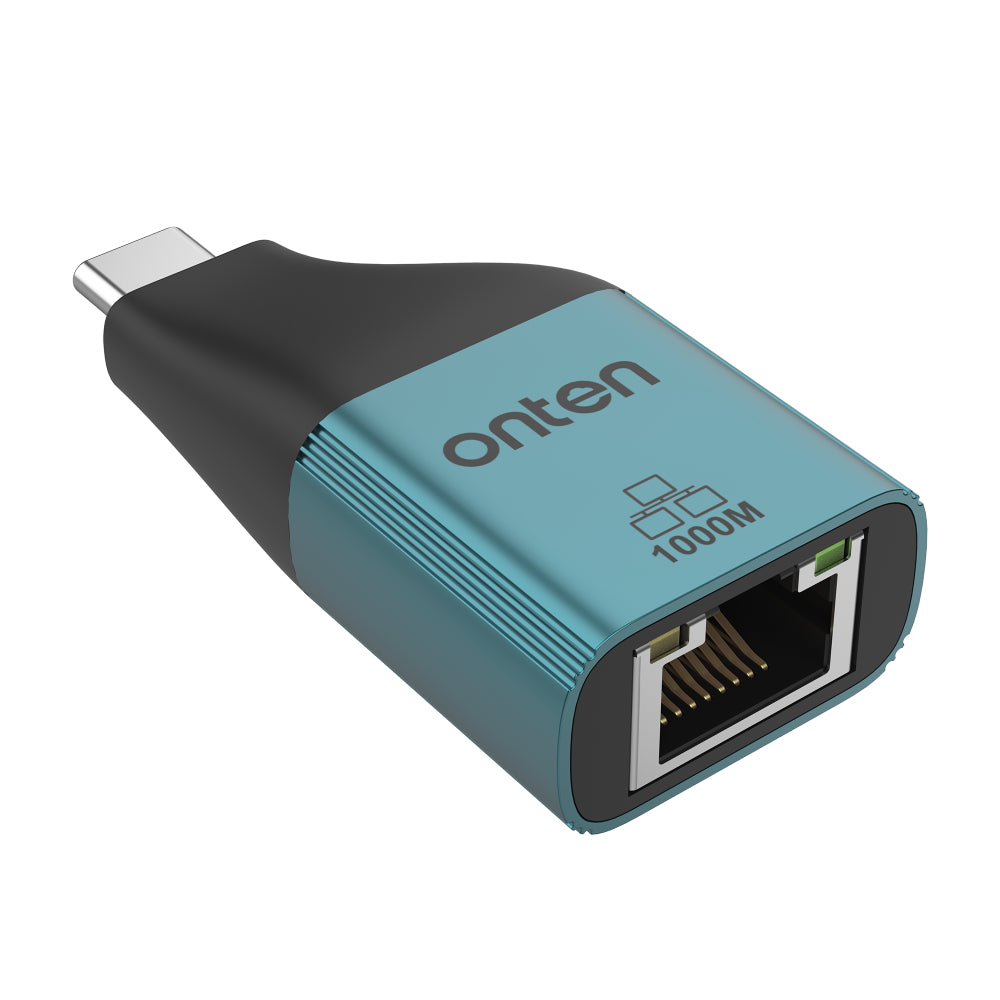 Onten UC101 | USB-C to RJ45 LAN Adapter | 10/100/1000Mbps Gigabit Ethernet | Plug & Play | For MacBook, Surface, Dell XPS, HP Spectre, USB-C Laptops/Tablets