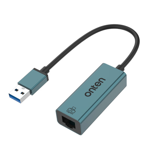 Onten OTN-5225 | USB 3.0 to Gigabit Ethernet Adapter | 10/100/1000 Mbps LAN | Foldable Cable | Plug & Play | For Laptops, Tablets, Ultrabooks, Windows, macOS, Linux
