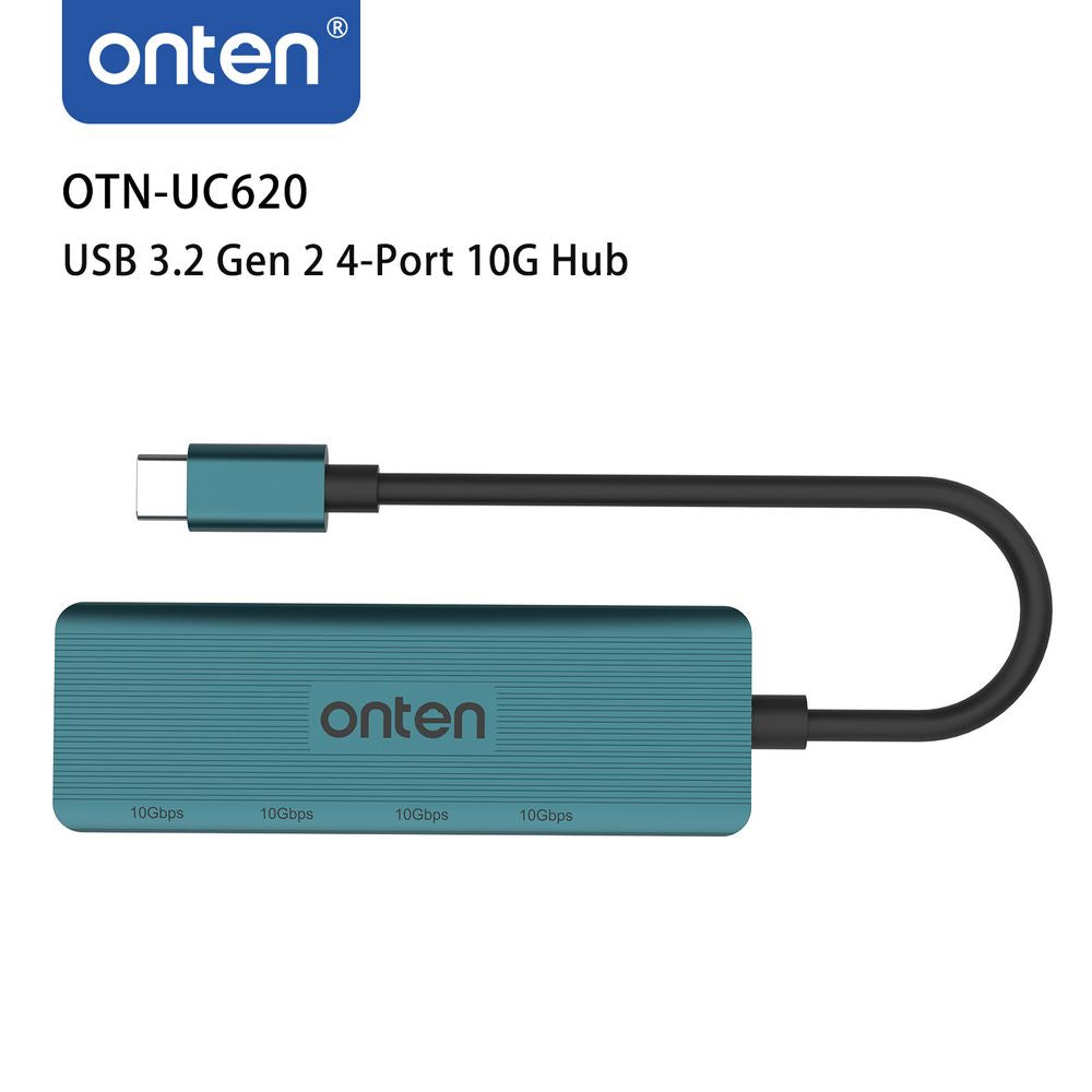 Onten UC620 | USB-C to 4-Port USB 3.2 Gen 2 Hub | 10Gbps Transfer | Aluminum Alloy | Plug & Play | For MacBook, Surface, Dell XPS, USB-C Laptops/Tablets