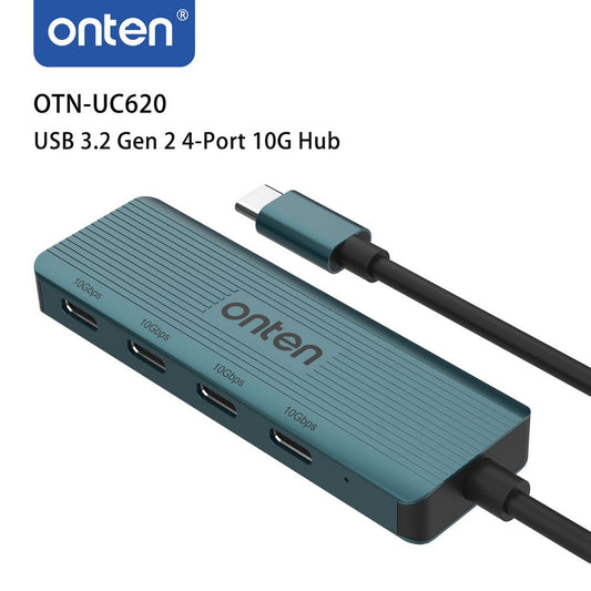 Onten UC620 | USB-C to 4-Port USB 3.2 Gen 2 Hub | 10Gbps Transfer | Aluminum Alloy | Plug & Play | For MacBook, Surface, Dell XPS, USB-C Laptops/Tablets