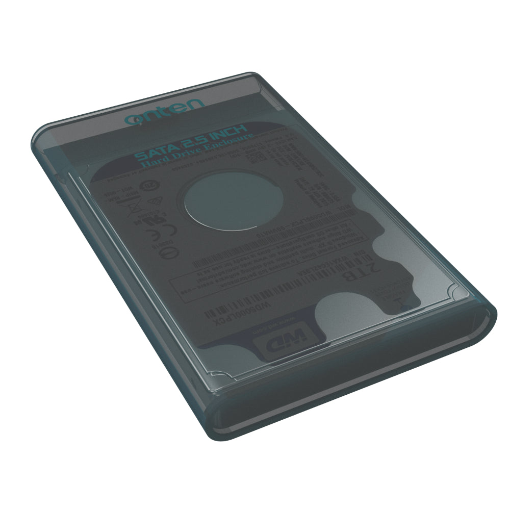 Onten | 2.5" External Hard Drive Box | USB 3.0 Interface | Complimentary Data Cable | Tool-Free Design | LED Indicator | For SATA HDD/SSD | For Windows, macOS, Linux