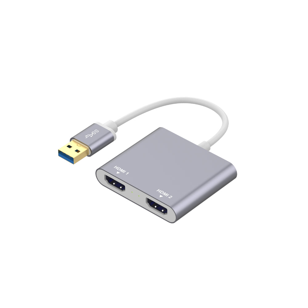 Onten OTN-59175 | USB 3.0 to Dual HDMI Interface Output Adapter | 2K@60Hz | Mirror & Extend Display | Plug & Play | For Windows Laptops, Desktops, Monitors, Projectors