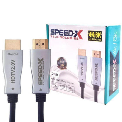 Speed-X Fiber HDMI Cable 2.0/2.1 AOC | Active Optical HDMI Cable | 4K 60Hz & 8K UHD | HDR | 30AWG Copper | 10M–100M