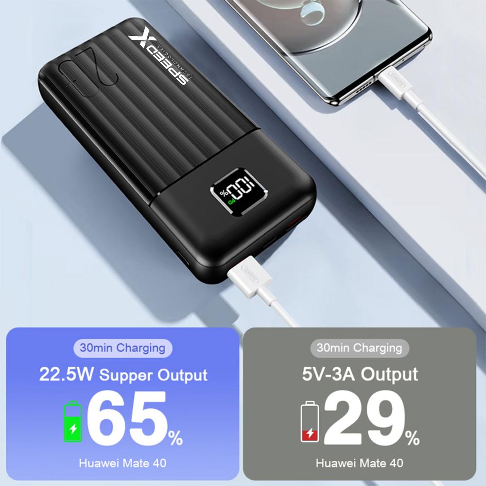 Speed-X SP-S288L 3-in-1 Fast Charging Power Bank | 20000mAh | 22.5W Fast Charging | LED Digital Display