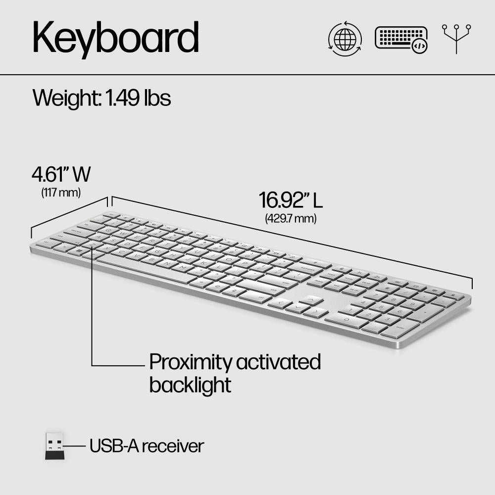 HP 970 Programmable Wireless Keyboard | Multi-Device Bluetooth & 2.4GHz, Smart Backlight, 20+ Programmable Keys
