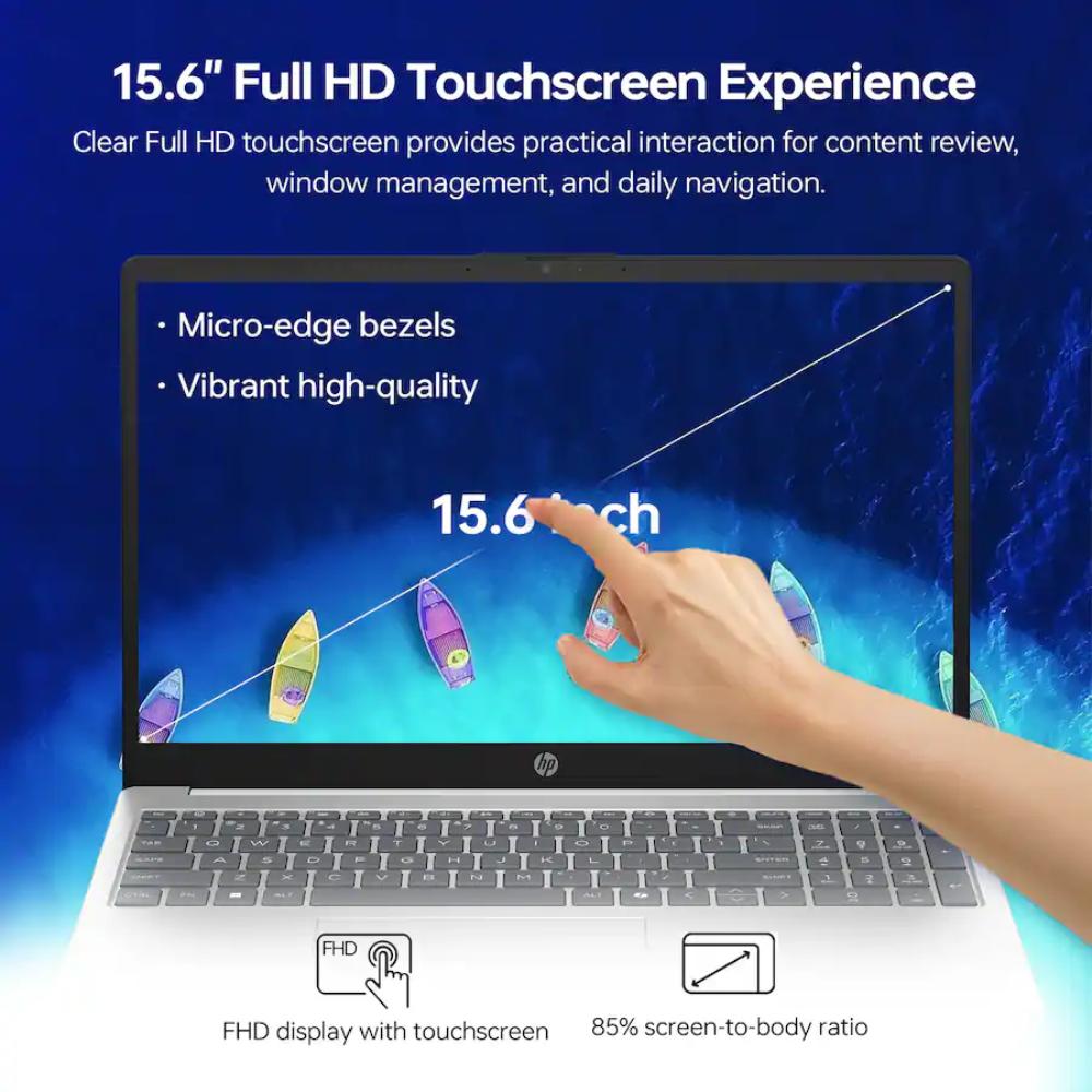 HP 15-FD0154WM Intel Core Ultra 5-125H Laptop | 8GB DDR5 | 512GB SSD | 15.6" FHD Touchscreen | Windows 11 | Silver