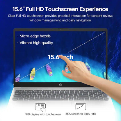 HP 15-FD0154WM Intel Core Ultra 5-125H Laptop | 8GB DDR5 | 512GB SSD | 15.6" FHD Touchscreen | Windows 11 | Silver