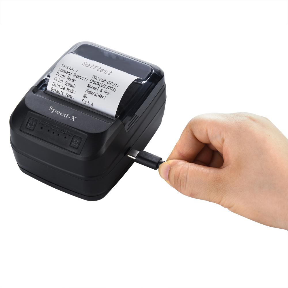 Speed-X BT450M | Mini Portable Bluetooth + USB Thermal Printer (58mm) | High-Speed Mobile Receipt Printing
