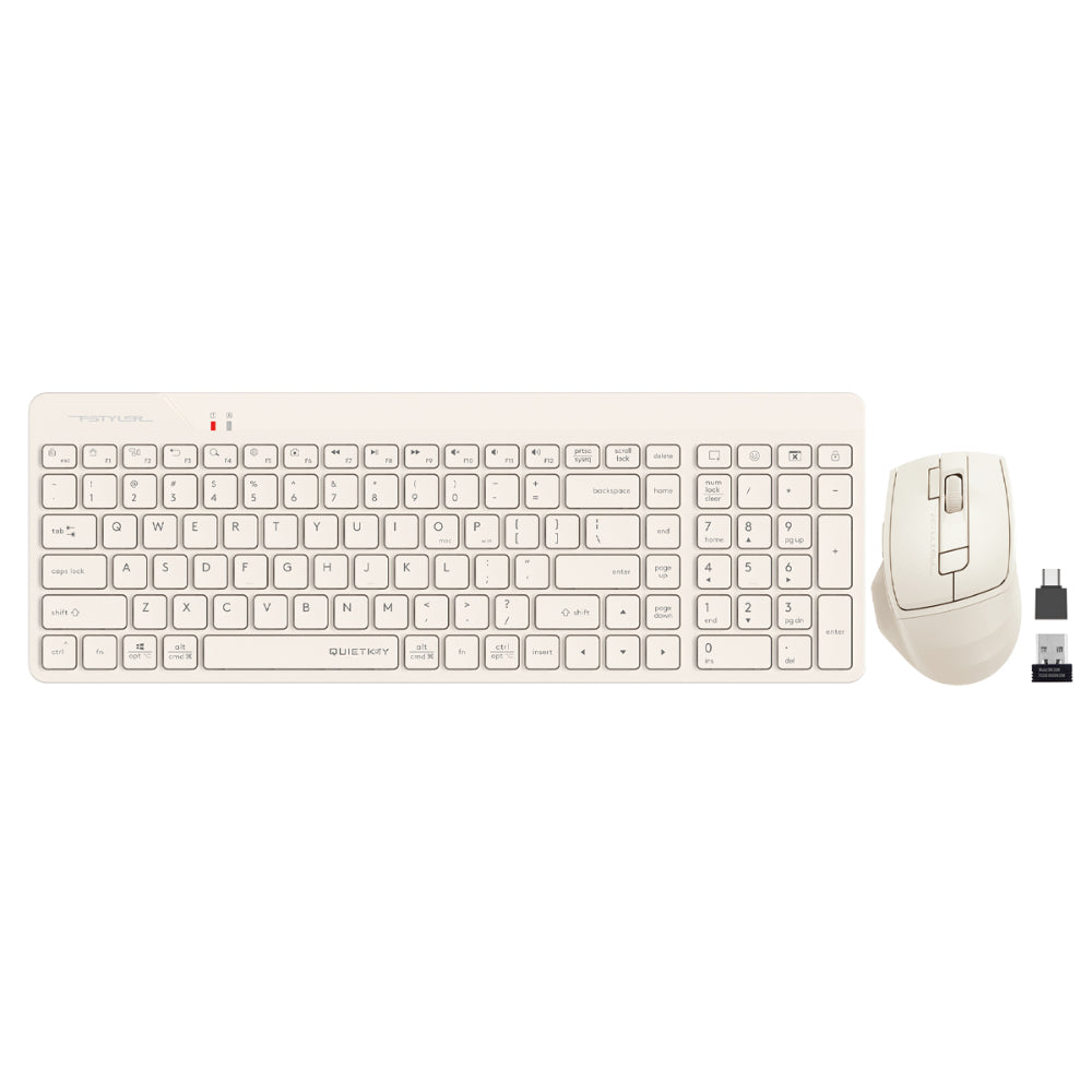 A4Tech FG2400 Air2 Fstyler | 2.4G Wireless Keyboard & Mouse Combo, Silent Click, Slim Ergonomic Design