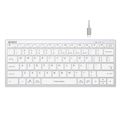 A4Tech FBX51C Fstyler FBX51C Bluetooth & 2.4G Scissor Switch Compact Keyboard | Type-C Rechargeable, Multi-Device, Grey, US Layout