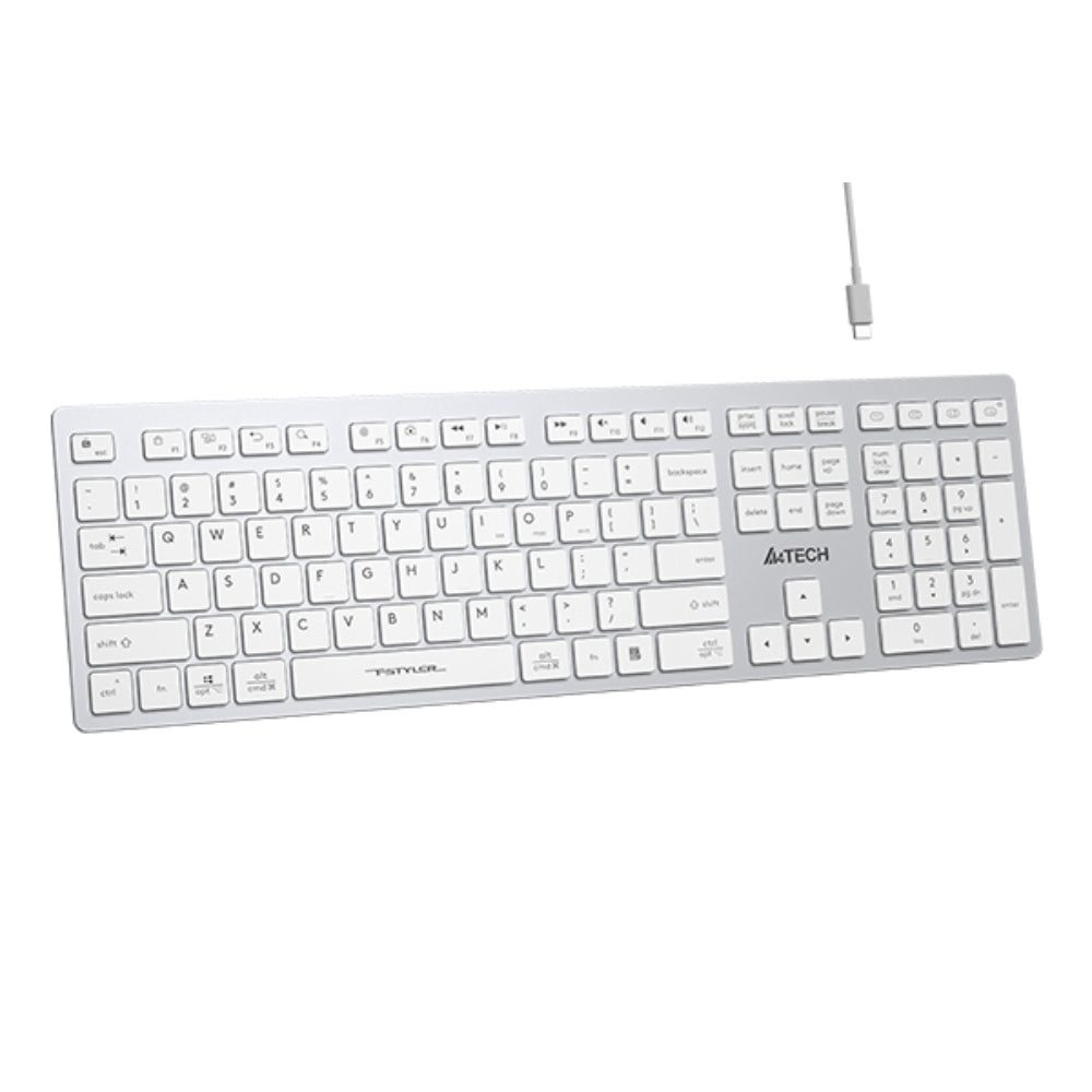 A4Tech FBX50C Fstyler Wireless Keyboard | Bluetooth + 2.4GHz, Scissor Switch, Rechargeable, US Layout