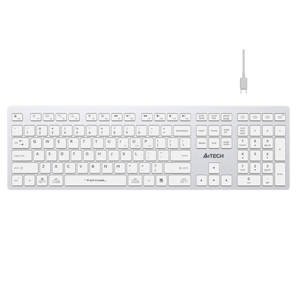 A4Tech FBX50C Fstyler Wireless Keyboard | Bluetooth + 2.4GHz, Scissor Switch, Rechargeable, US Layout