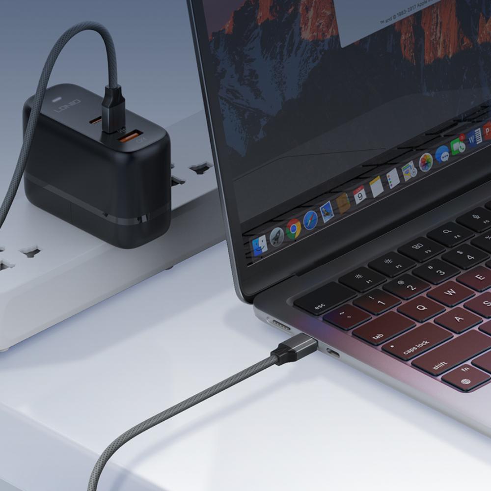LDNIO LC441C 65W USB-C to USB-C Fast Charging & Data Cable | 1 Meter | Power Delivery | Grey