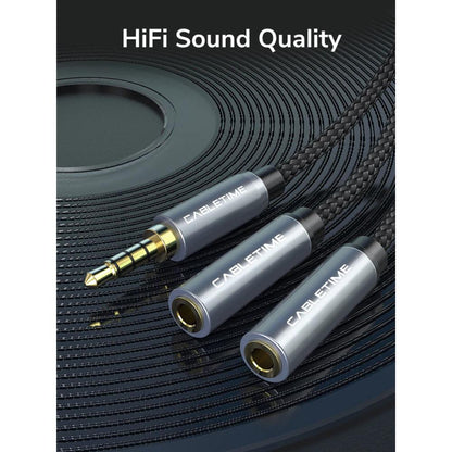 CABLETIME CF14B 3.5mm Male to Dual RCA Female Audio Cable | Y Adapter, Gold-Plated, Nylon Jacket