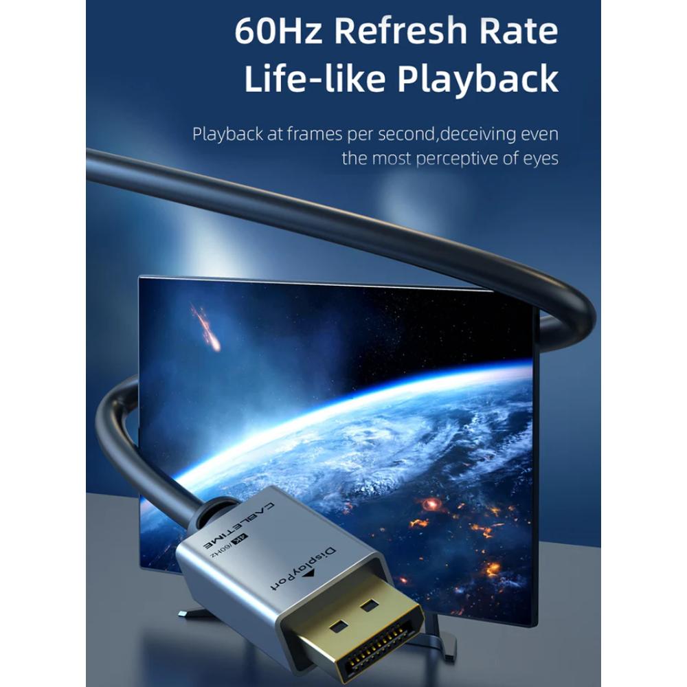 CABLETIME CD20H DisplayPort to DisplayPort 1.2 Cable | 4K 60Hz UHD, Gold-Plated Connectors, 1m Length